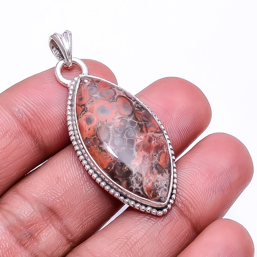 Poppy Jasper -Morgan Hill 925 Sterling Silver Handmade Pendant 1.76″ P21