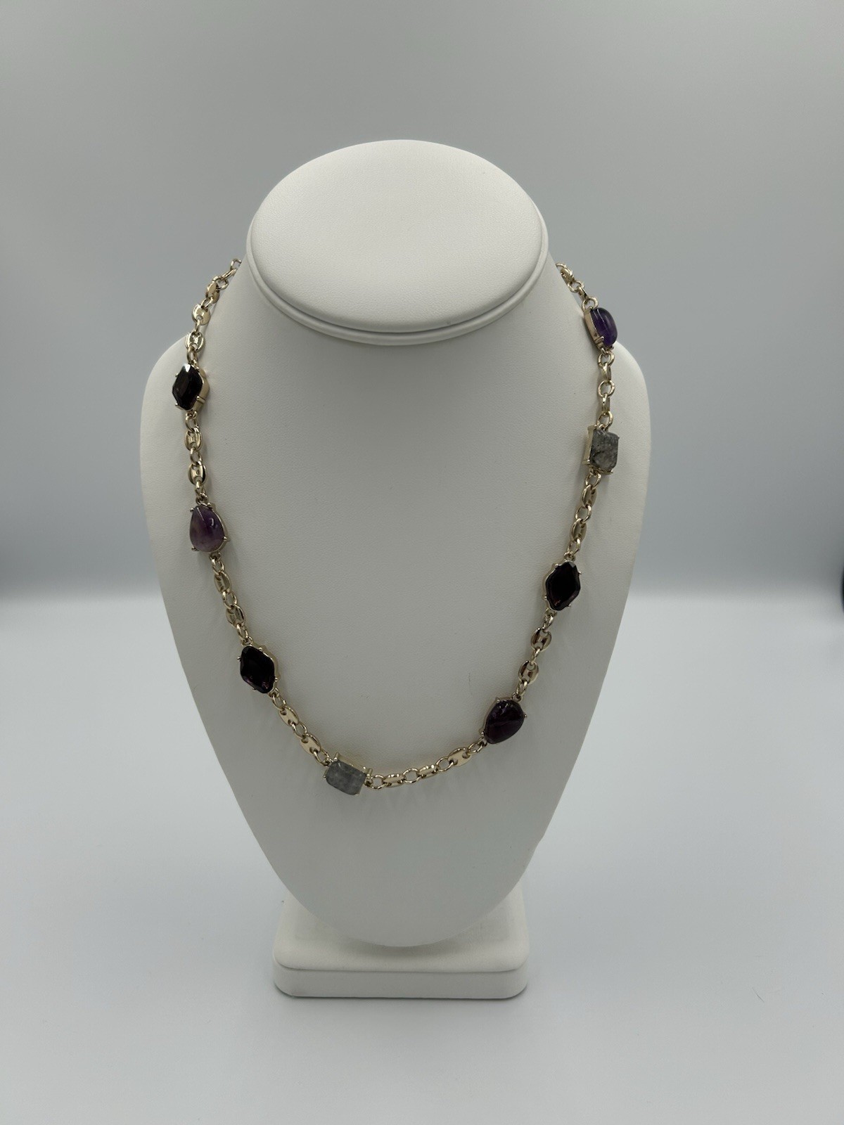 White House Black Market Multicolor Glass Stone Necklace 15”-19” NWT $65 Retail