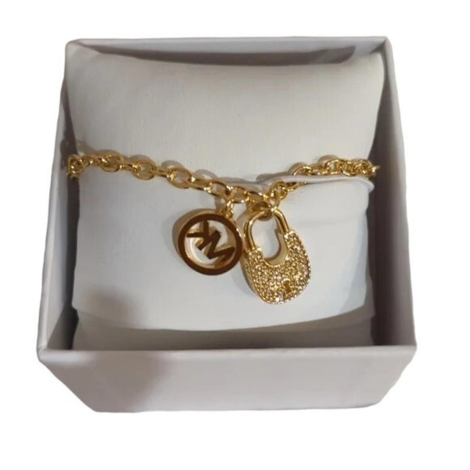 NWT Michael Kors Gold Tone Chain Bracelet Crystal Accents MKJX8014710