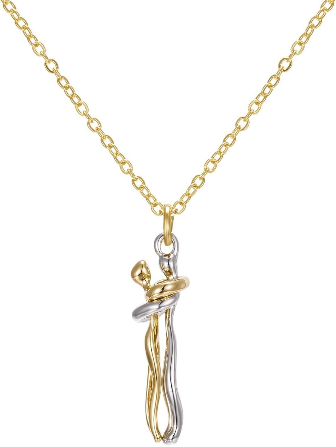 Affectionate Hug Necklace Couples Necklace for Him and Her Embrace Chain