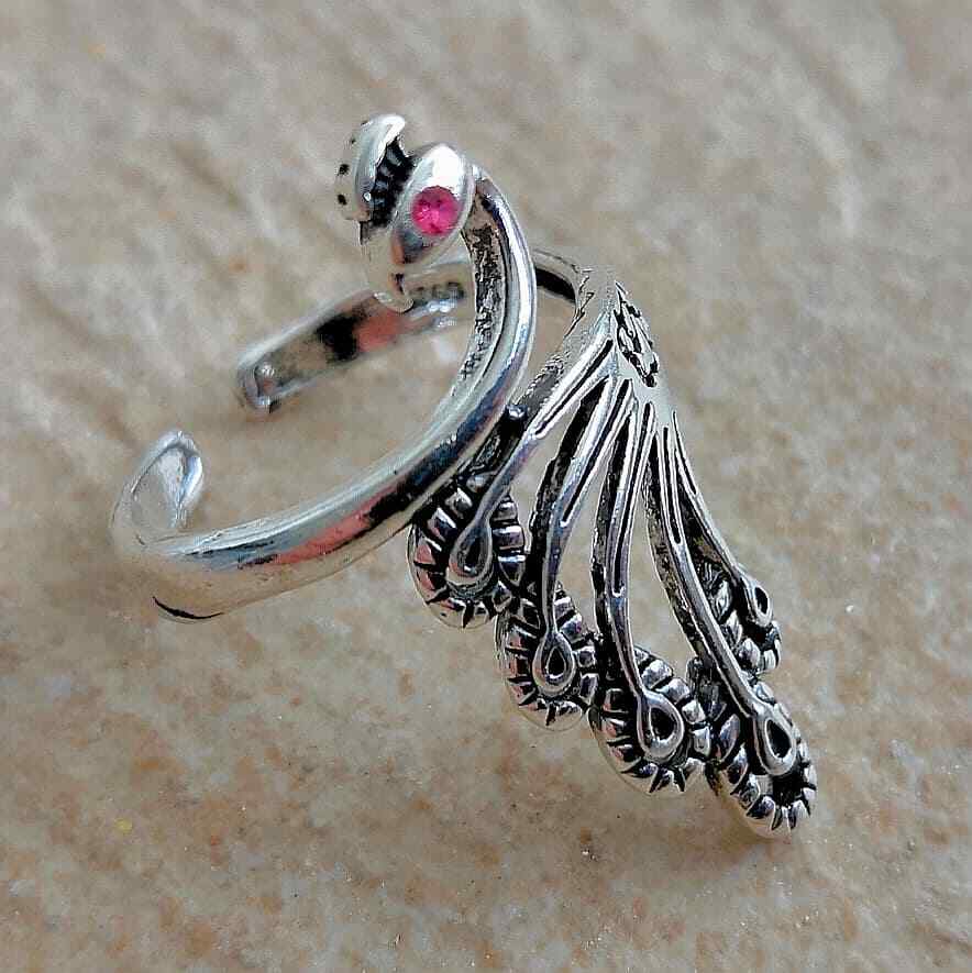 Elegant 925 Sterling Silver Charm Fashion Phoenix Peacock Ring One Size Fit All