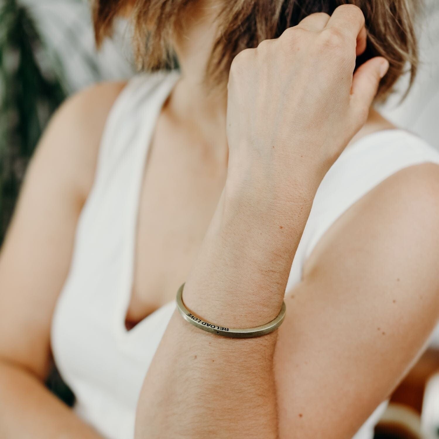 Reload Love – Brass Cuff Bracelet made from Up-Cycled Bullet Casings – Sz Small