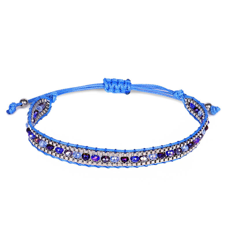 Fashion Multicolor Crystal Beaded Woven Bracelet Bangle Handmade Rope Jewelry