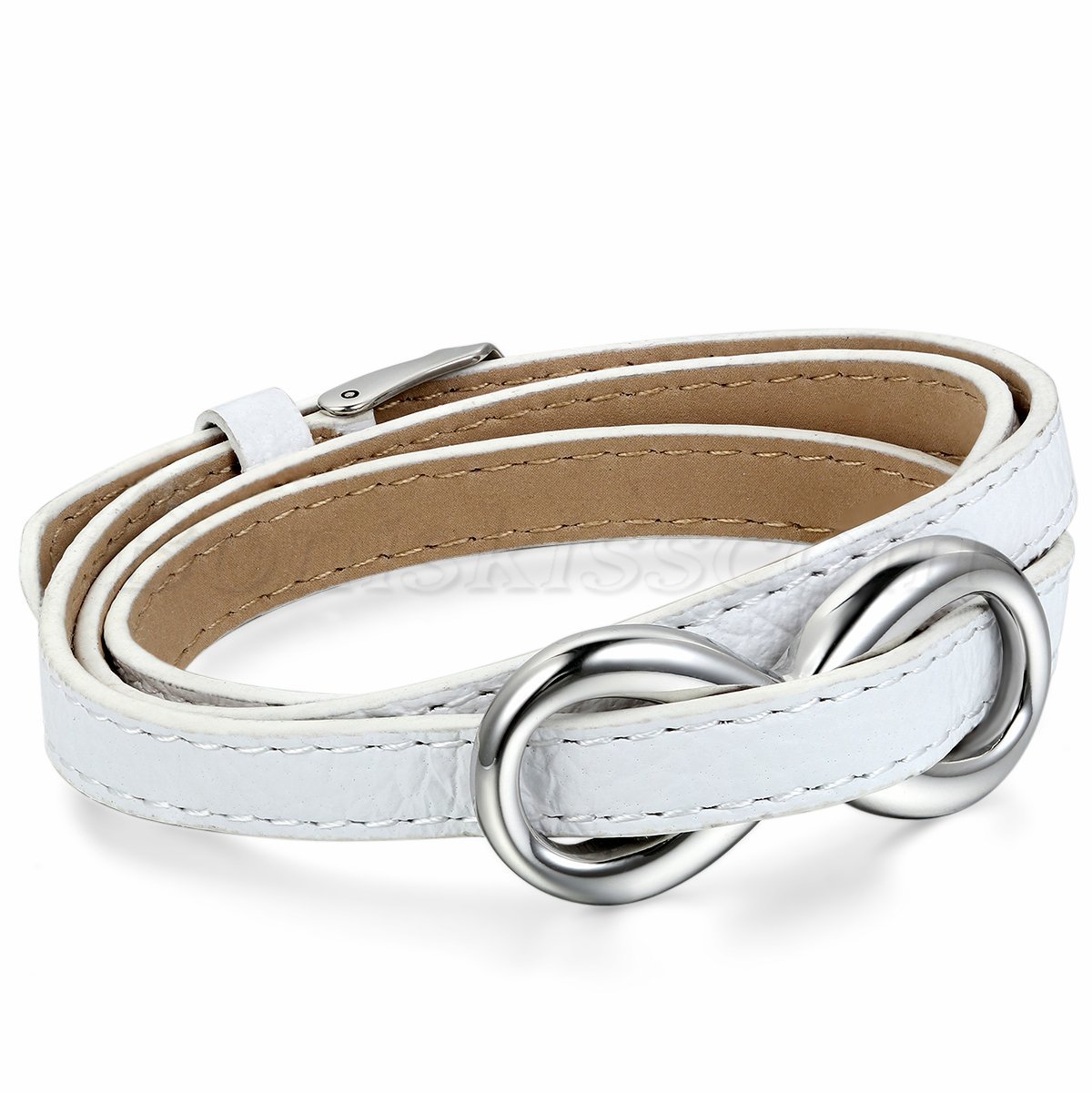 Women’s Stainless Steel Love Infinity Symbol Leather Bracelet Charm Cuff Bangle