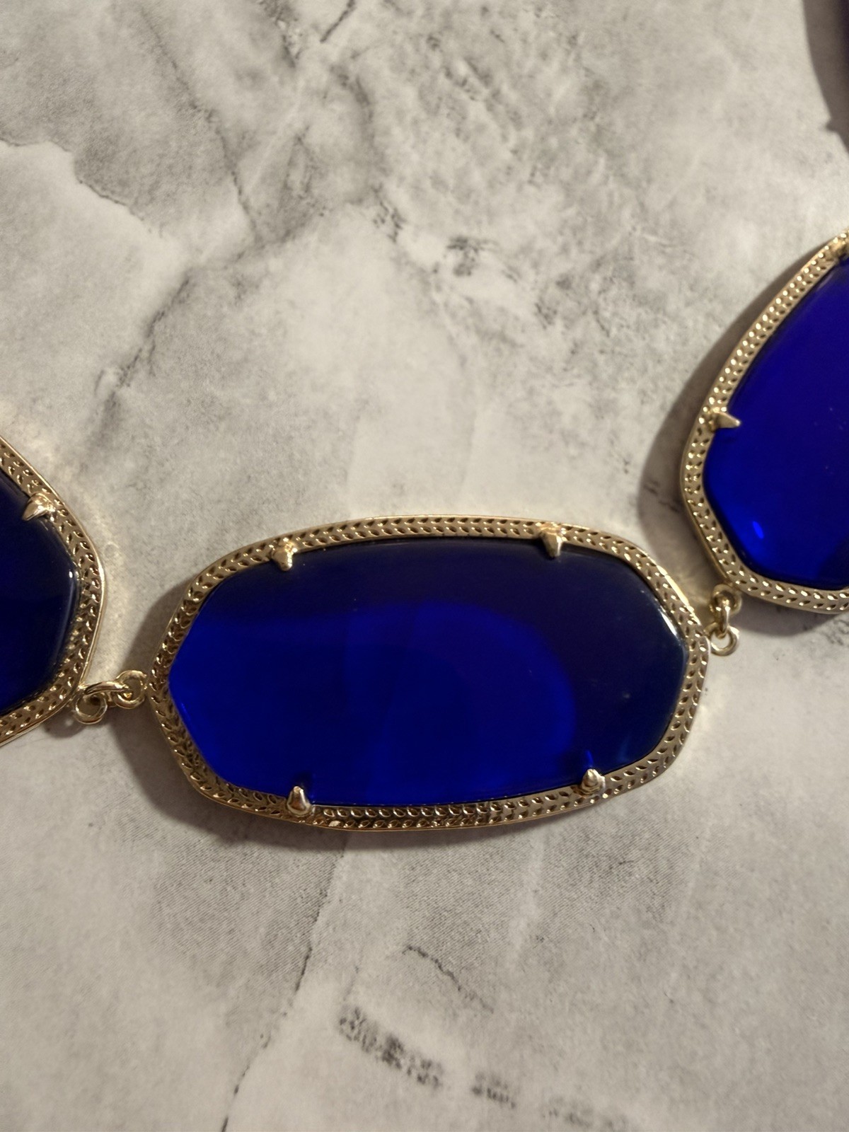 Kendra Scott Noelle Five Stone Necklace Gold Tone Cobalt Blue