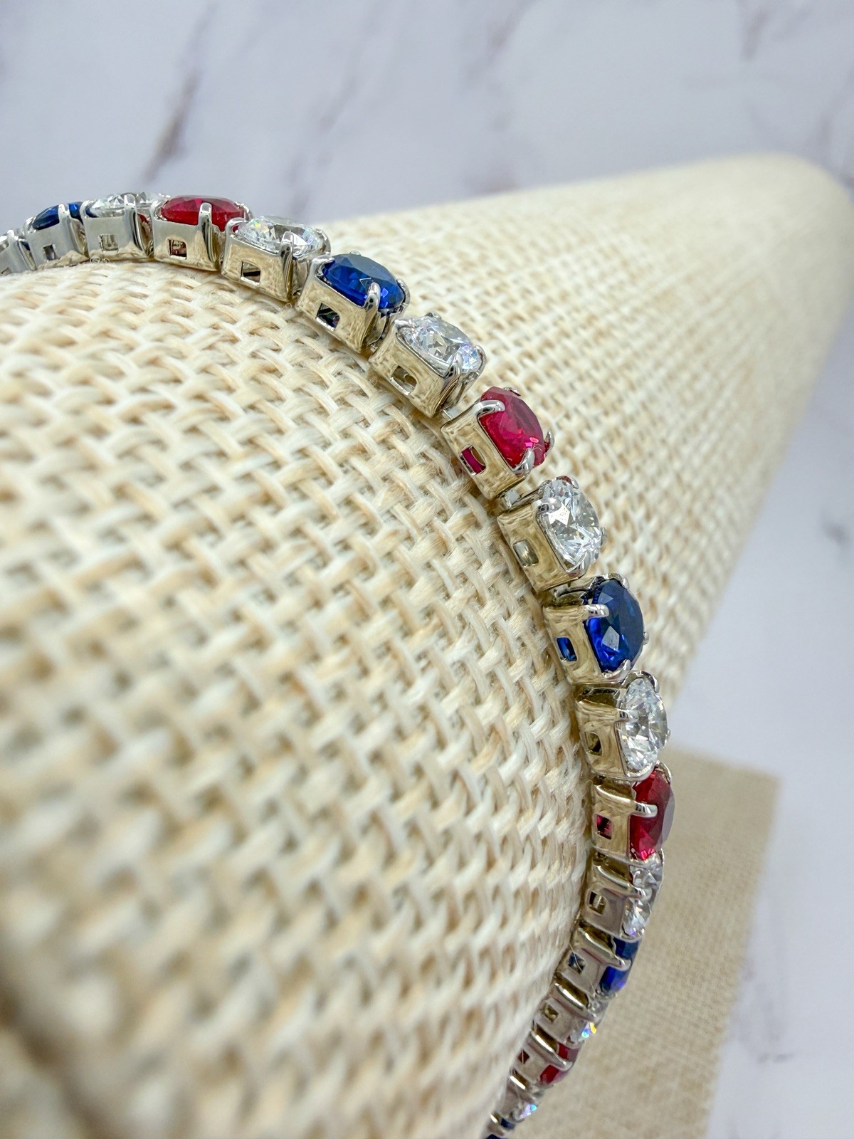 Red White Blue Tennis Bracelet 925 RP Patriotic America250 July 4th Gift 8”