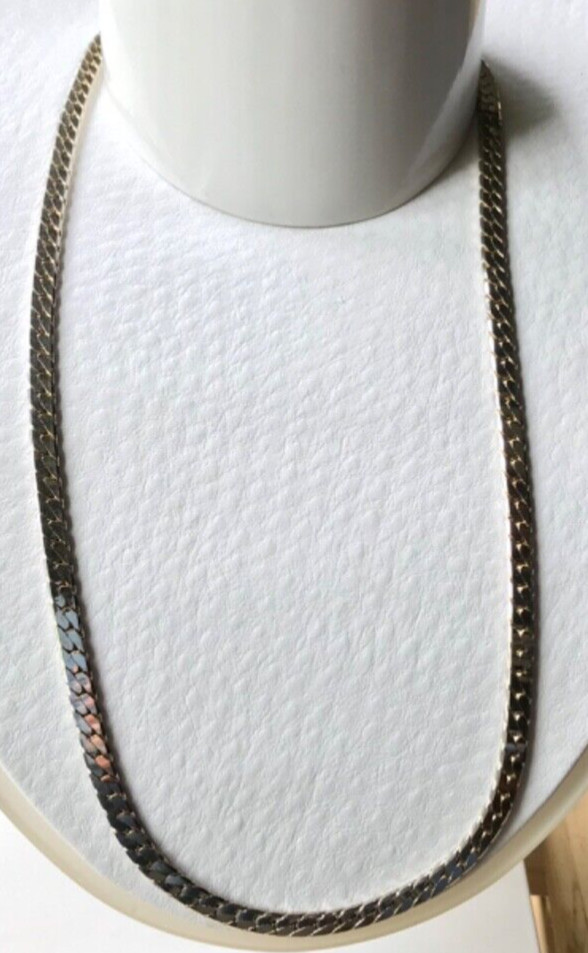 Vintage 20” Herringbone Chain Necklace Gold Tone