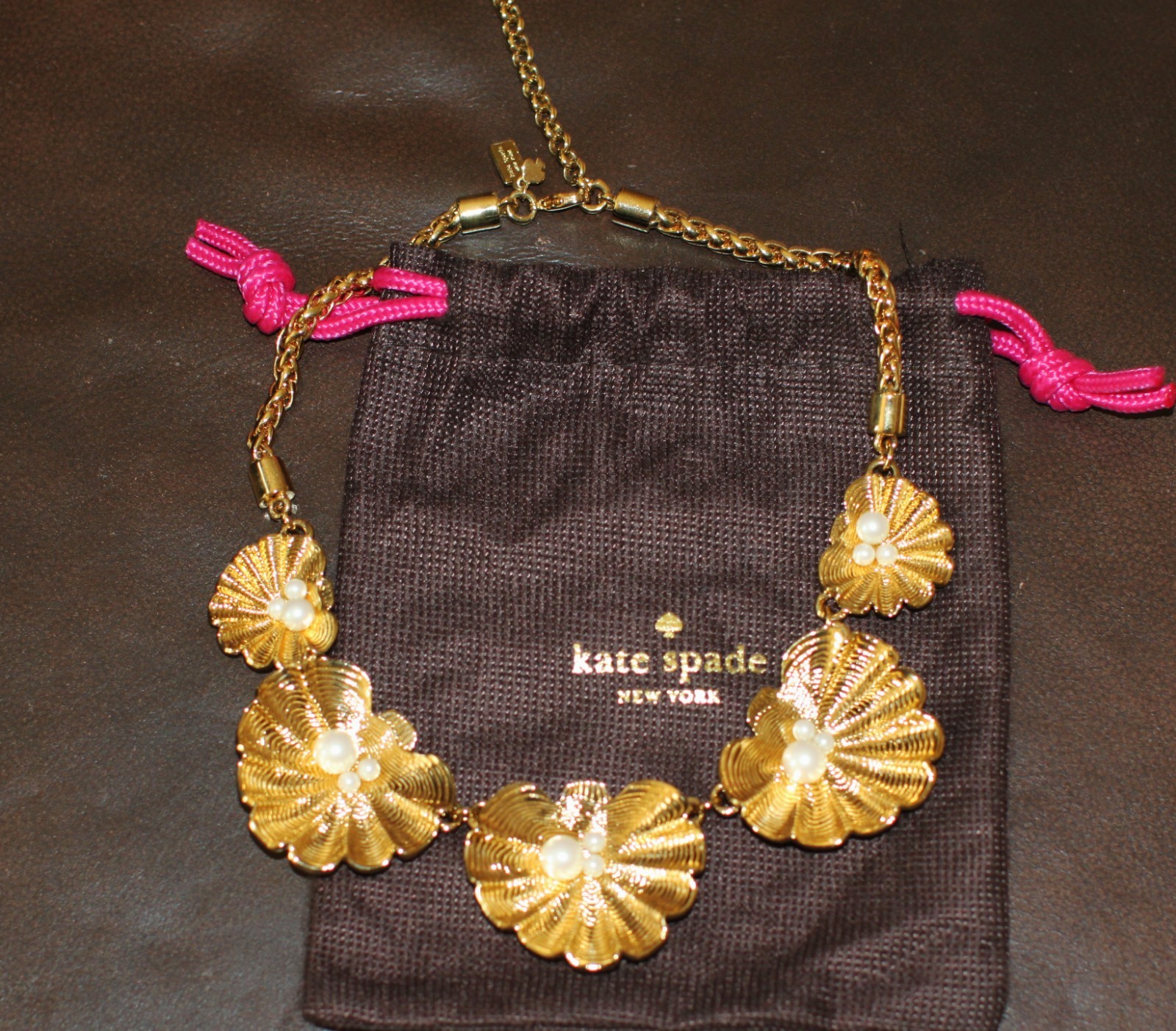 Kate Spade Monterey Bay Short Clamshell Gold Pearl Necklace clam seashell shell