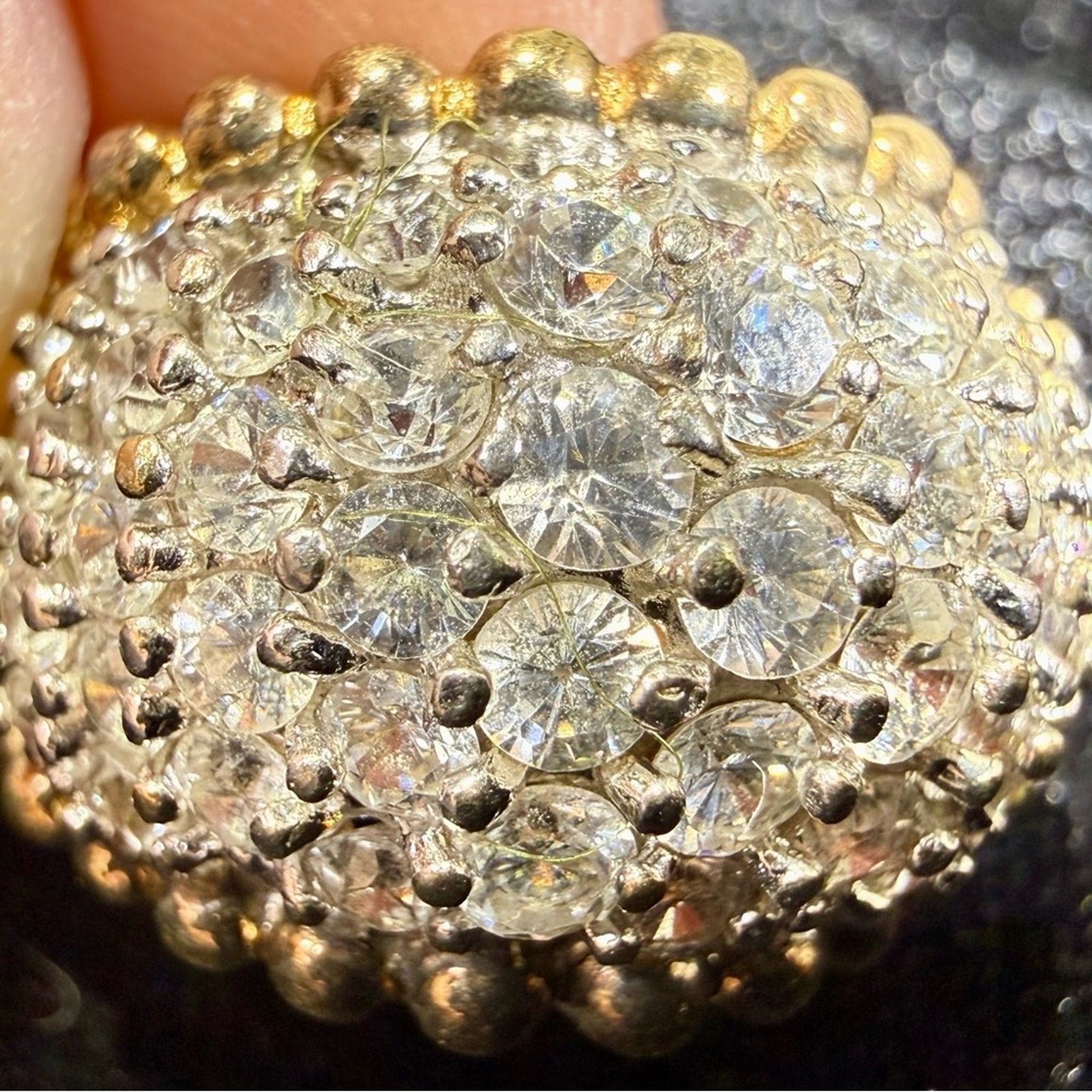 White Gold over Sterling Silver Multi Stone Ring size 7.75 9.4 grams