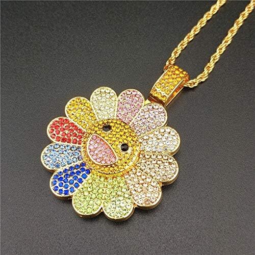 Sunflower Colorful Necklace Murakmi Sunflower Rotatable Pendant Necklace