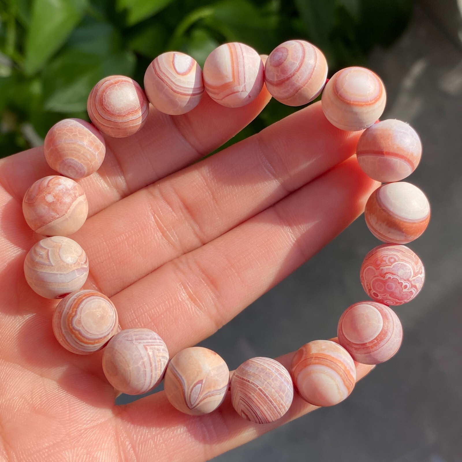 12mm Natural Red Gobi Agate Eyes Madagascar stone Bracelet (not polished) C1526