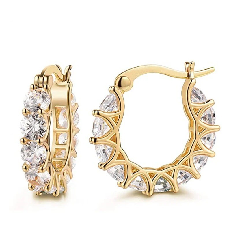 1Pair Full CZ Crystal Hoop Earrings Women Party Statement Jewelry – NEW