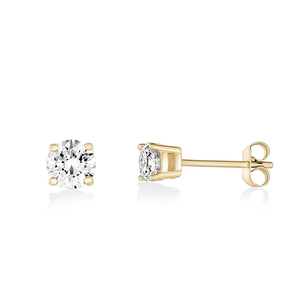 1Ct Round Cut Simulated Diamond Womens Tiny Stud Earrings 14k Yellow Gold Plated