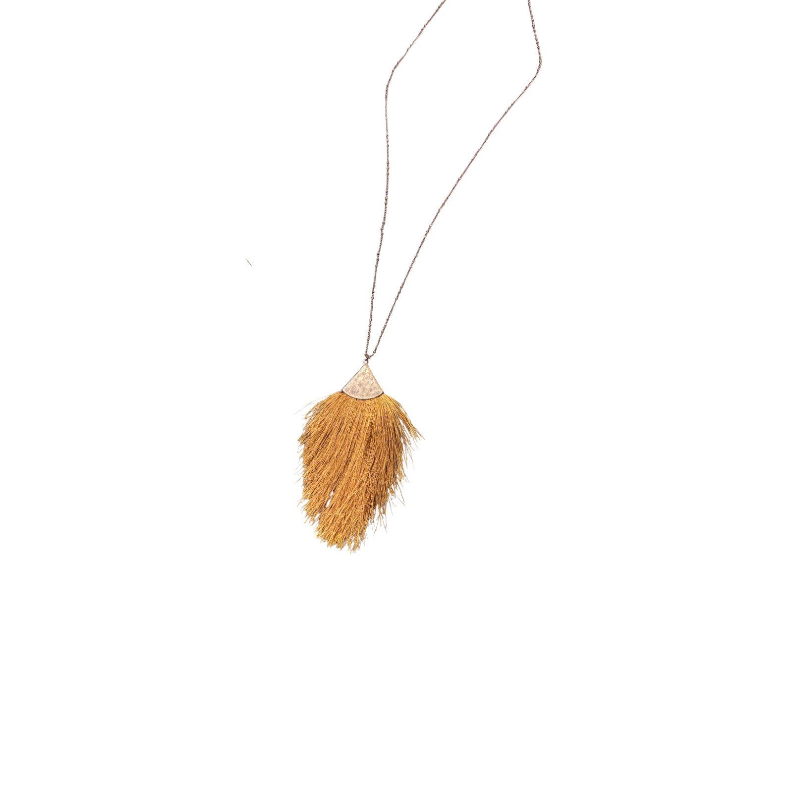 Southern Seoul Gold Tone Tassel Fringe Pendant Necklace Boho Long Chain Jewelry