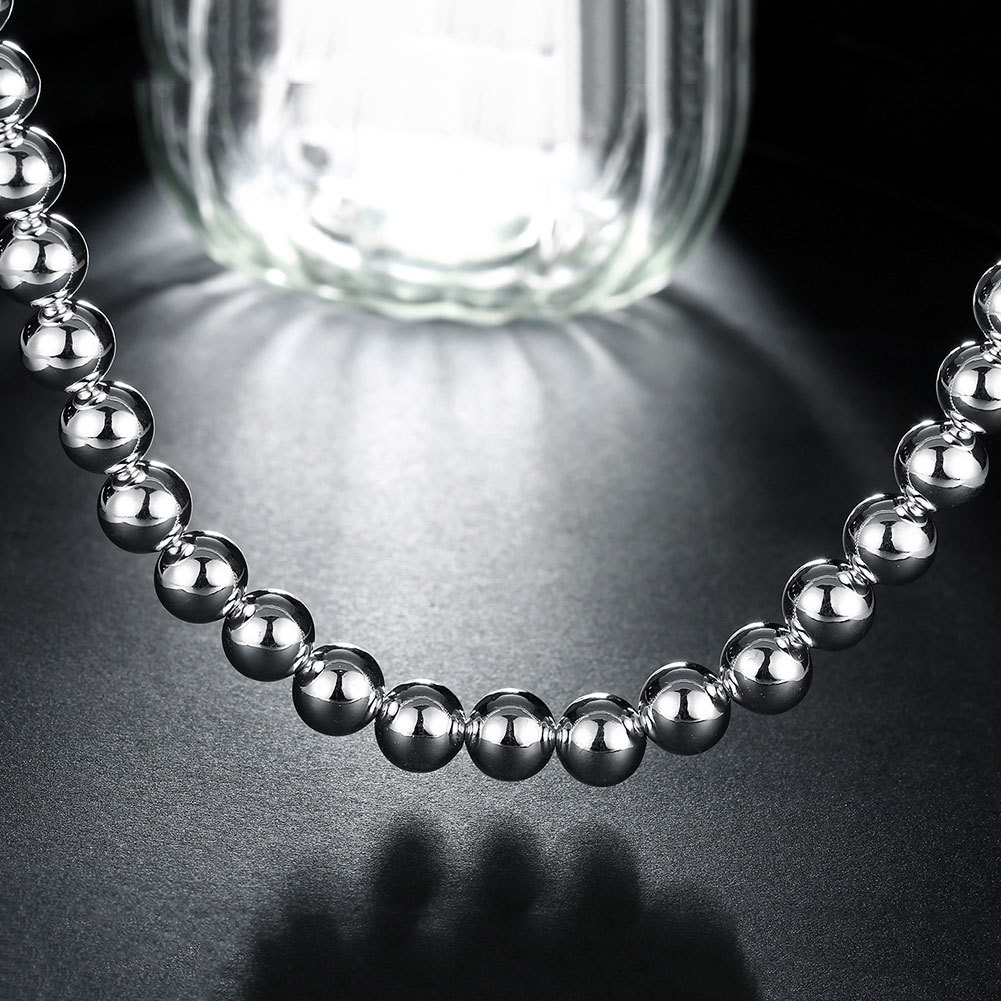 Stunning 925 Sterling Silver Filled 10MM Hollow Ball Beads Charm Necklace 20″