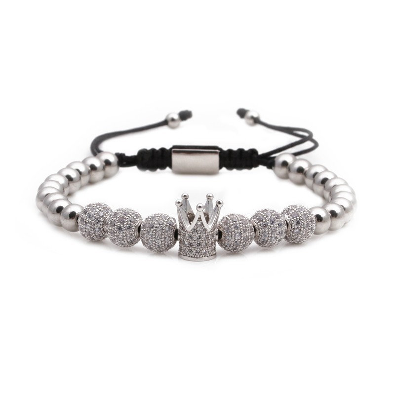 Crown Beaded Bracelet Adjustable Braided Bracelet for Men Fashion Jewelry Gift