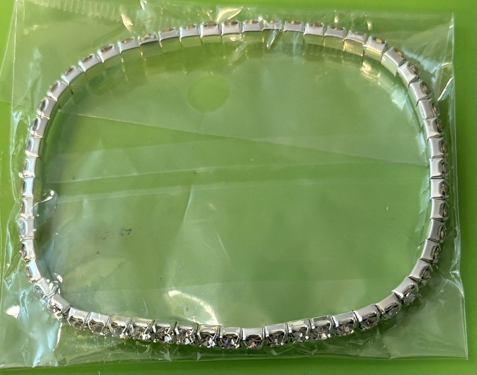 Anklet With Clear Stones New. Approximately 8” Circumference In Pic & Stretches