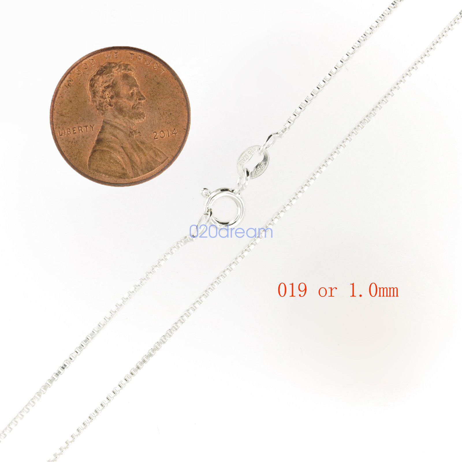 Real 925 Sterling Silver Necklace 0.8/1.0mm BOX Chain 14-26 Inch Stamped Italy