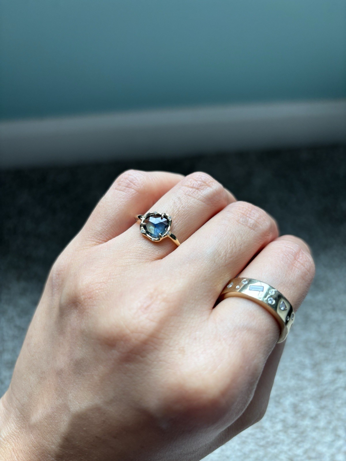14 K Yellow Gold Sirciam Blue Sapphire Ring orginally $2,640