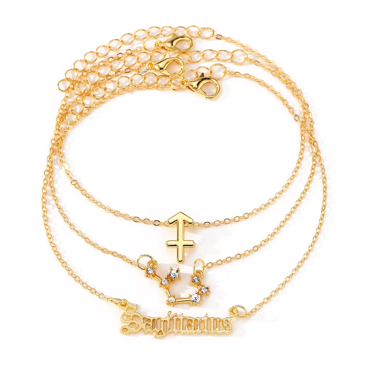 3 Pcs/Set Horoscope Ankle Bracelet Rhinestone Crystal Zodiac Sign Anklet