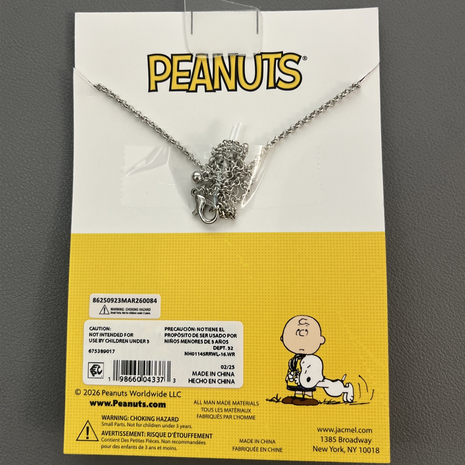 Peanuts Snoopy Hugging Woodstock Necklace Rhinestone Enamel Silver Tone New