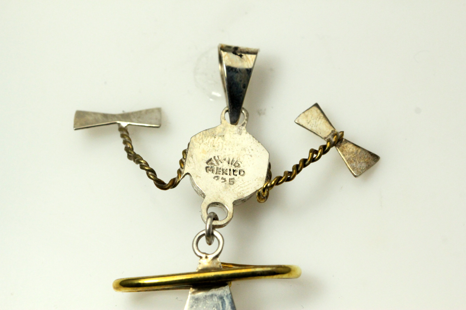 Vintage 925 Sterling Silver & Brass Large Girl Pendant 10.2 Grams (PEN5634)