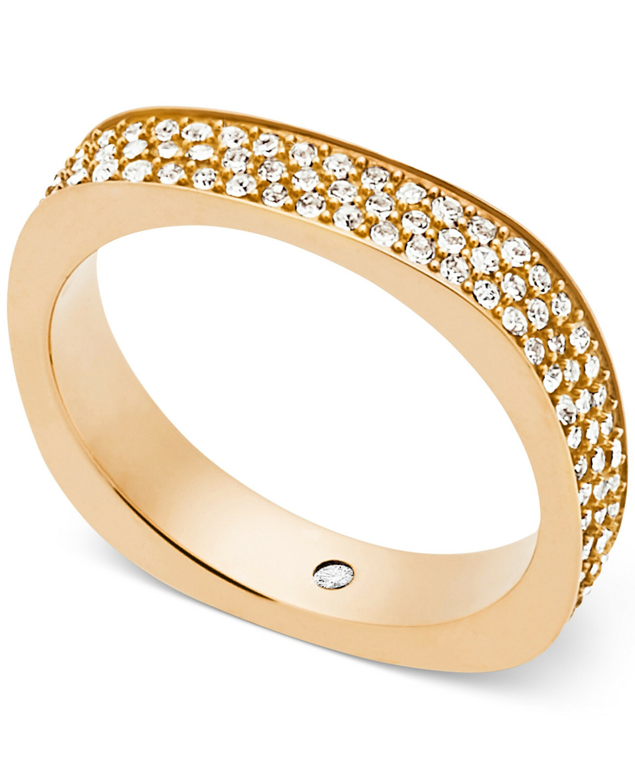 NWT $85 MICHAEL KORS Brilliance Pave Flat Edge Ring Rose Gold Size 7