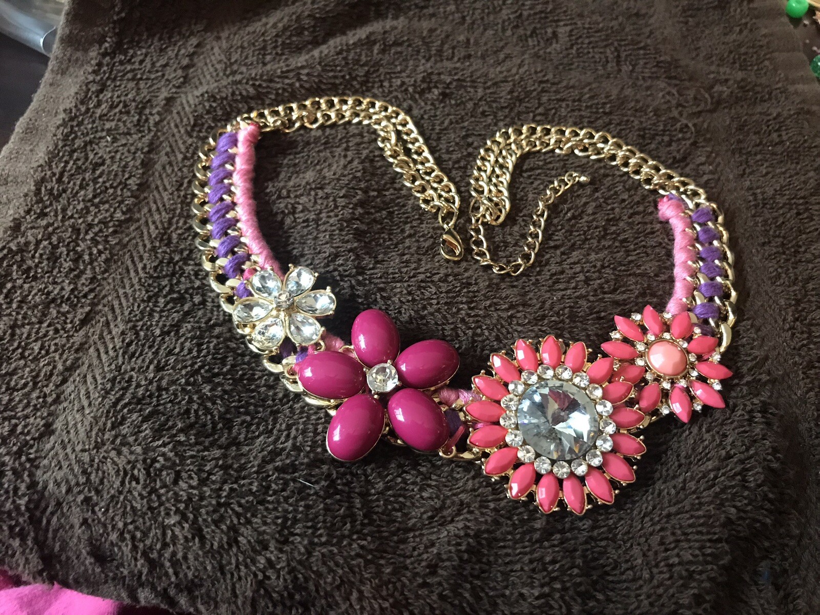 BOLD BOHO FLOWERS Statement Necklace Approx 20” Must See!