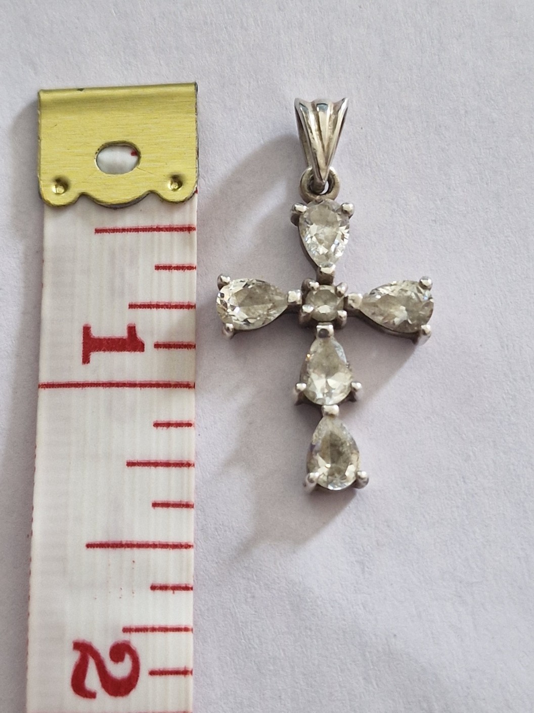 Silver Cubic Zirconia Crystal Cross Pendant
