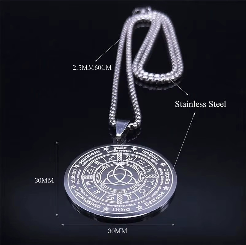 Gold Celtic Zodiac Triquetra Necklace Stainless Steel Astrology Pendant
