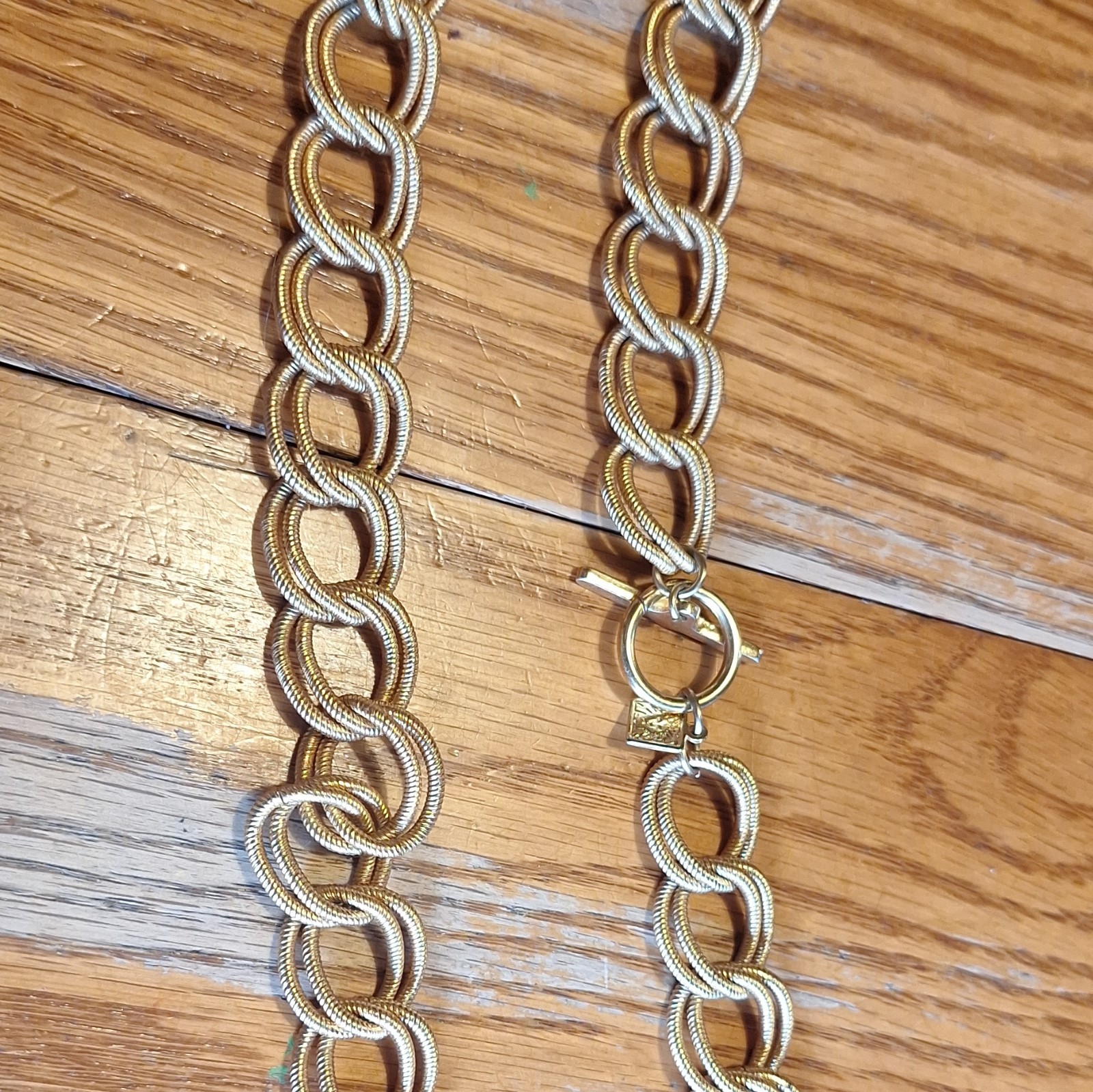 Anne Klein Gold Tone Metal Oval Link Chain Necklace with Lobster Clasp, No Stone