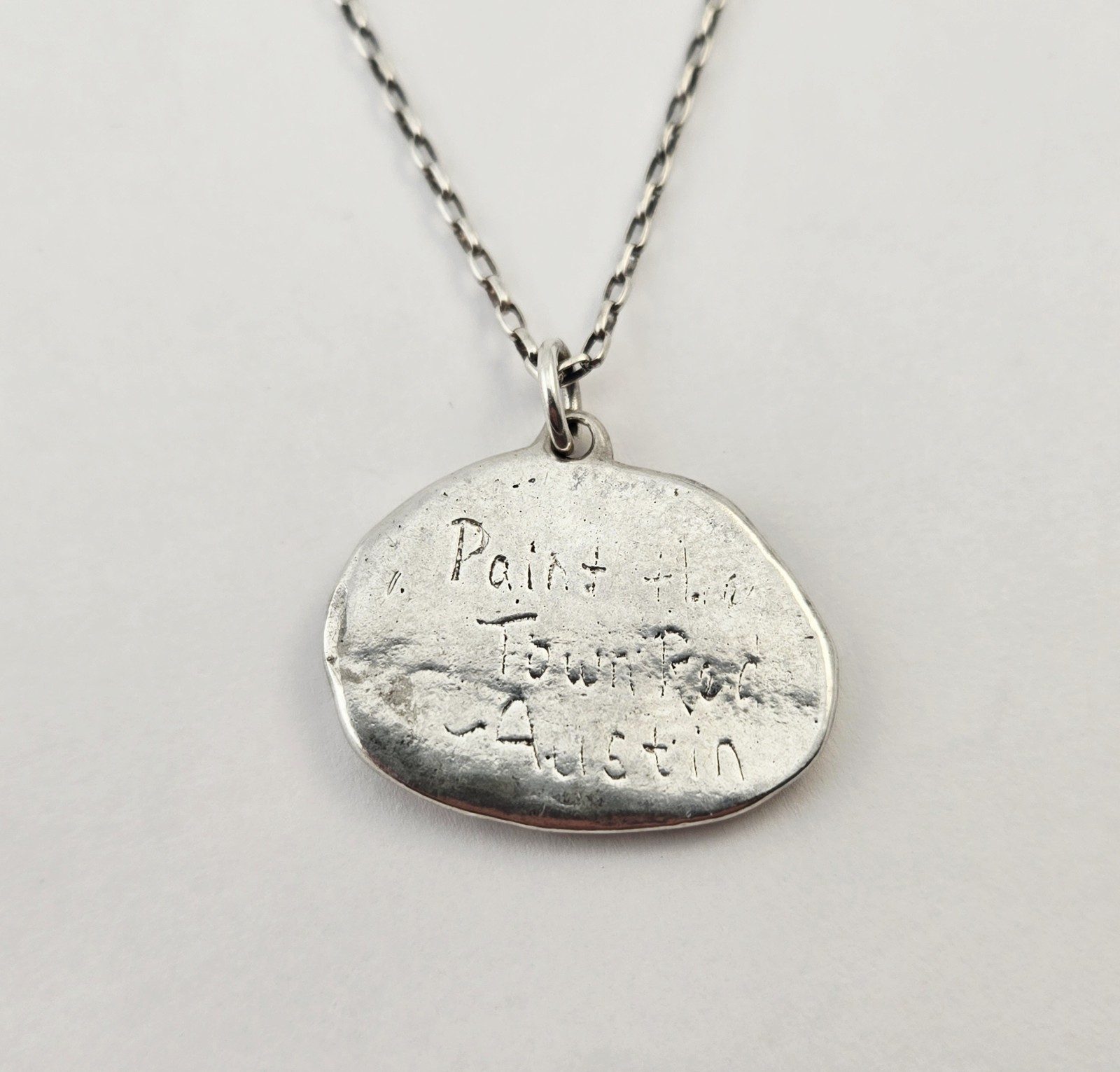 Vintage Austin TX Skyline Handmade Sterling Silver Pendant Necklace 18″ – 12.0g