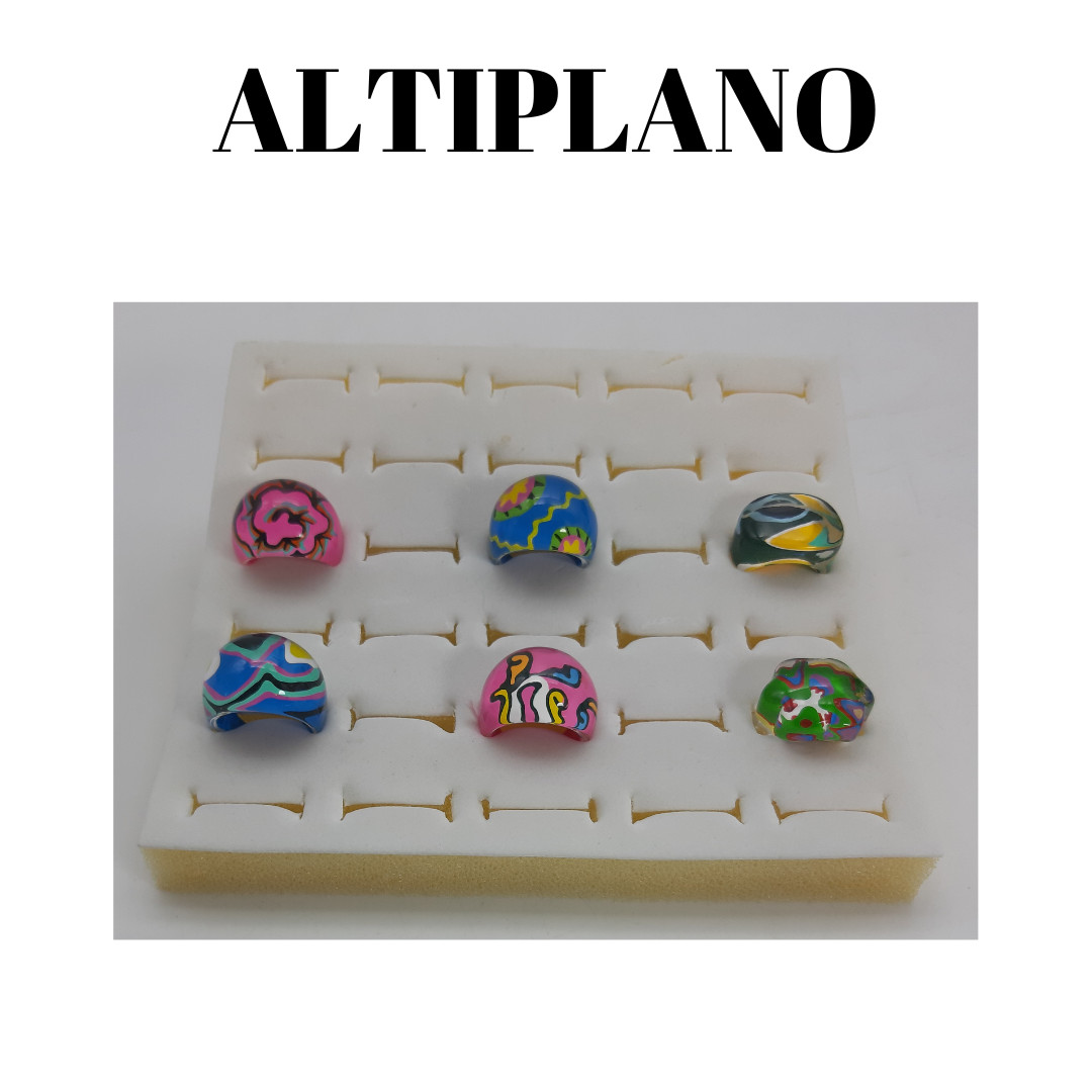 Set 6x Acrylic Resin Ring, Various Symbols 07225C Altiplane