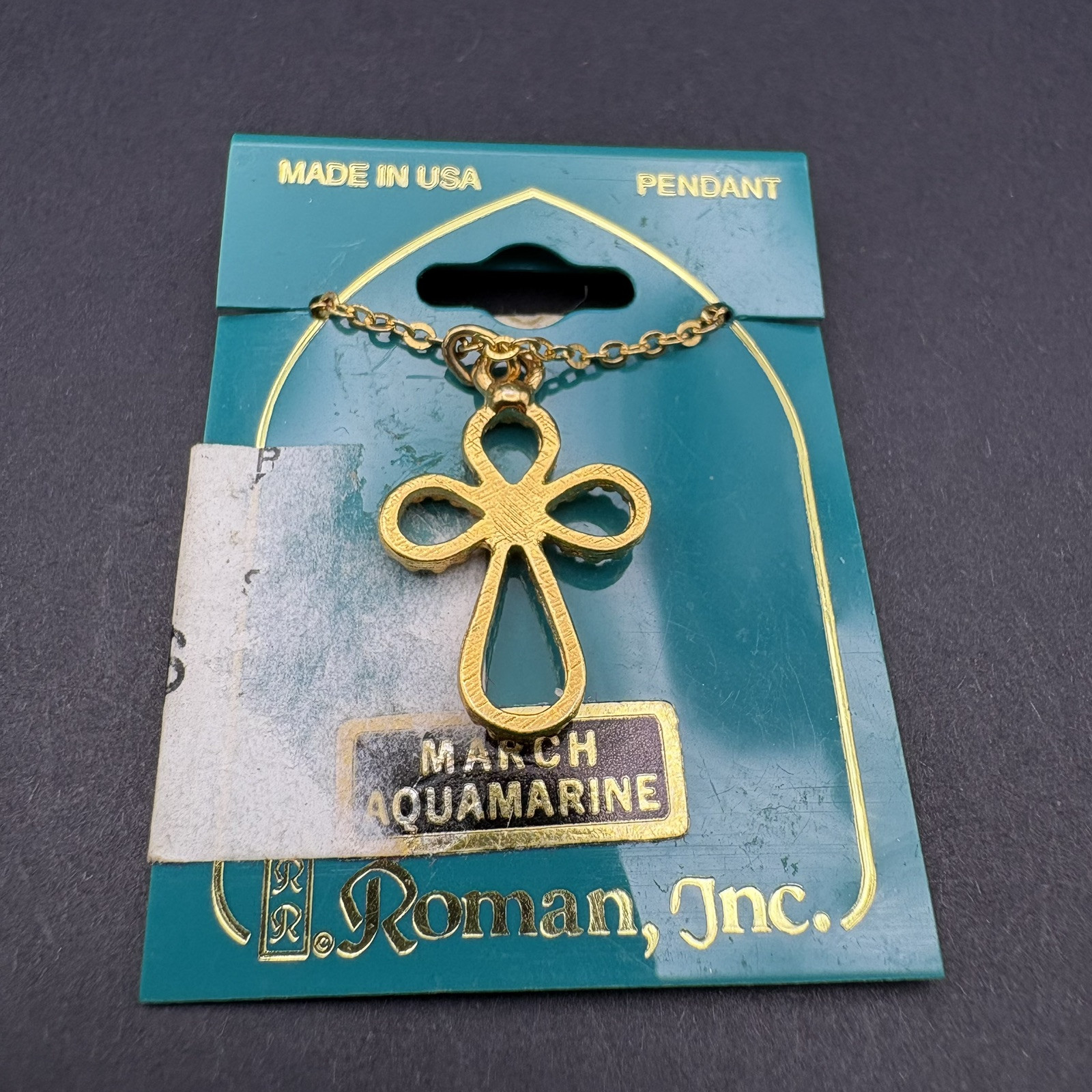 Religious Pendant Necklaces Lot of 2 Gold Tone Cross Praying Hands Roman Inc.