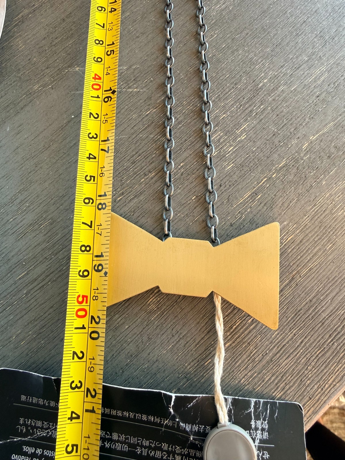 Long Orska Gold-Tone Bow Tie Statement Pandant w Chain Necklace MSRP $364