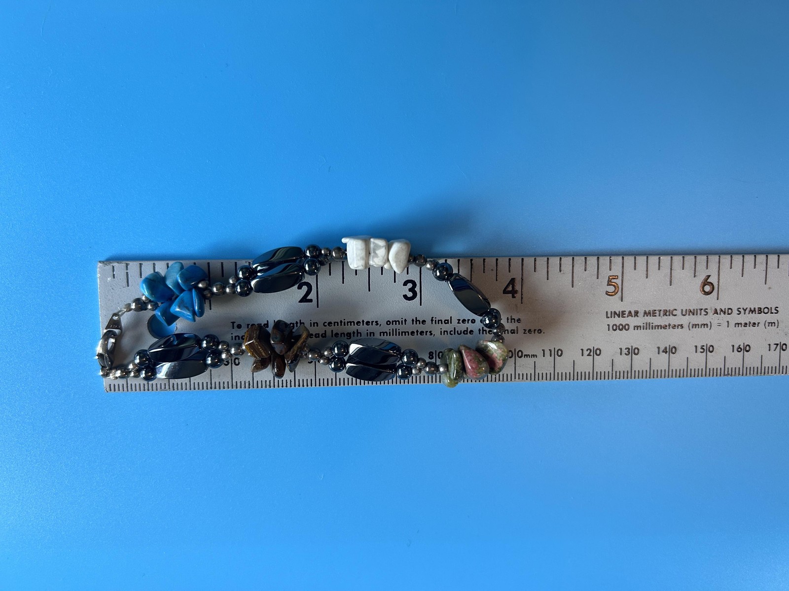 Bracelet Hematite Beaded Multicolor Gemstone Chip Boho 7 Inch Fashion Jewelry