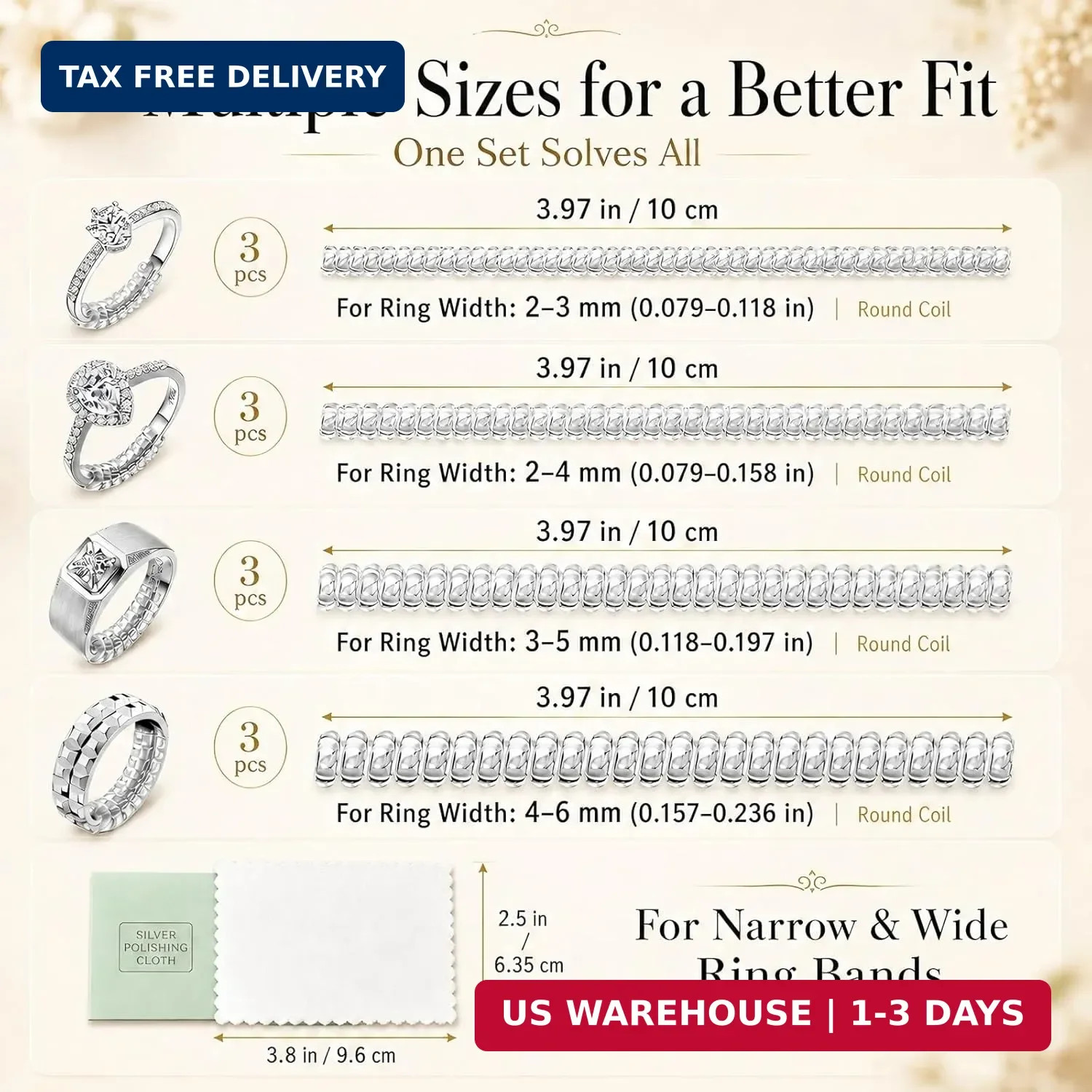 Ring Sizer Adjuster for Loose Rings – 12 Pack Invisible Ring Guards, Clear Ring
