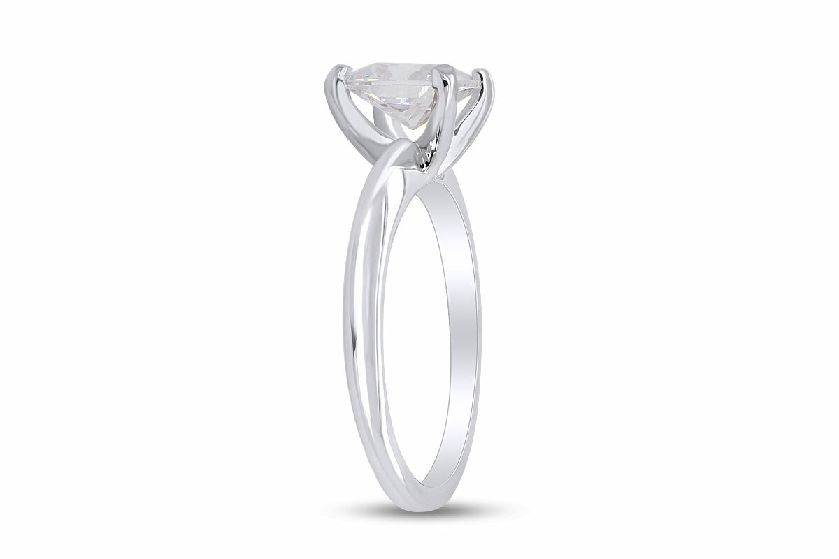 2.5ct Solitaire Ring Princess Cut Simulated Diamond 14K White Gold Plated Silver