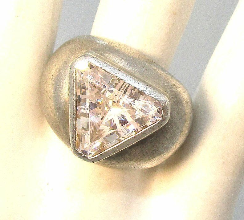925 Sterling Silver and CZ Ring 17.0 grams size 6 3/4 CZ approximately 5 ct