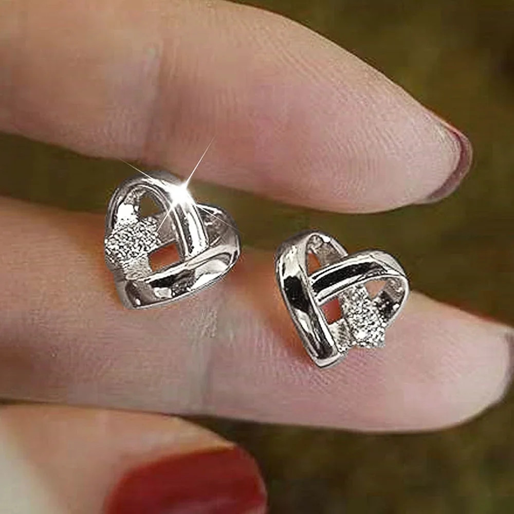 Huitan Eternity Love Earrings Ear Stud Piercing Silver Color/Gold Color Fashion