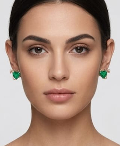 4ct Heart Simulated Green Emerald/Diamond Helloween Stud Earring Rose Gold Plate