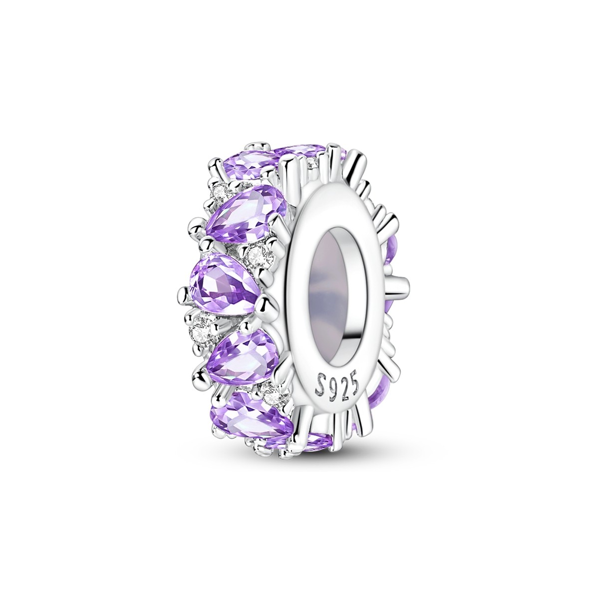 MULA 925 Sterling Silver Charm Water Droplet AAA Zircon Rubbe fit Women Bracelet