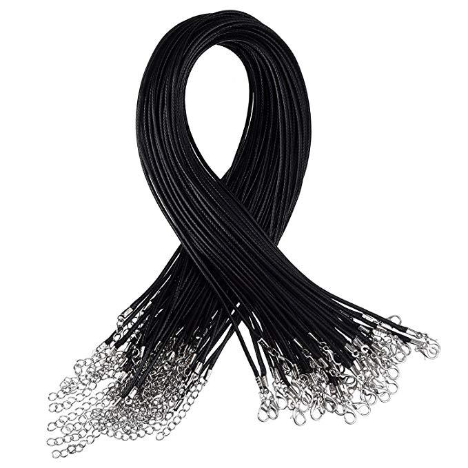 5-50Pcs Braided Leather Cord Rope Necklace Chain with Lobster Claw Clasp 20 inch