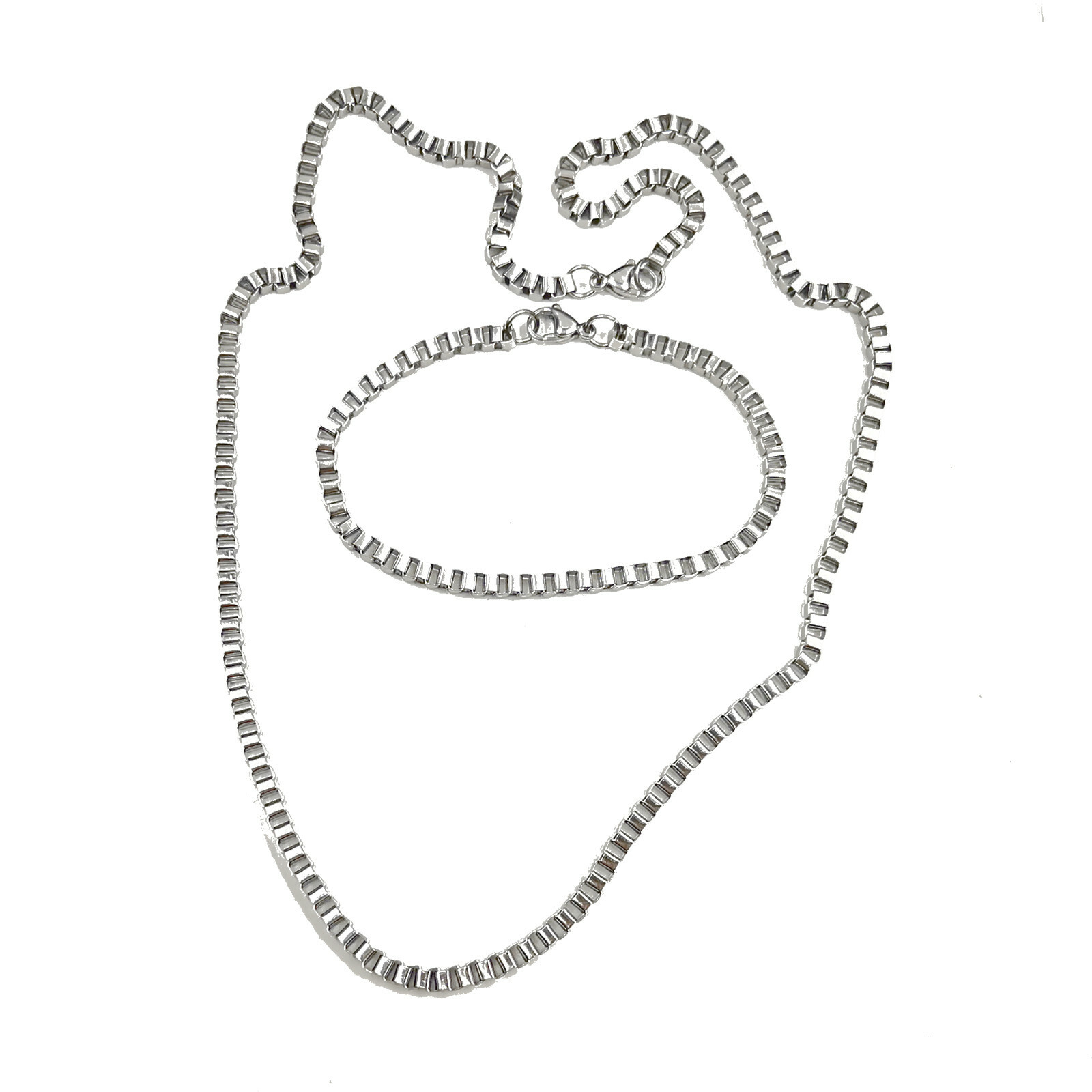 Box chain necklace bracelet Anklet you can choose 7in–32in steel charm