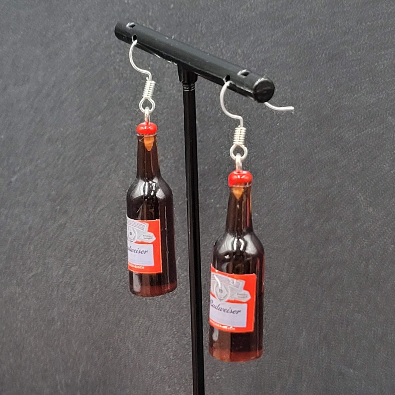 Budweiser Beer Bottle Pierced Earrings 1 5/8″ NEW