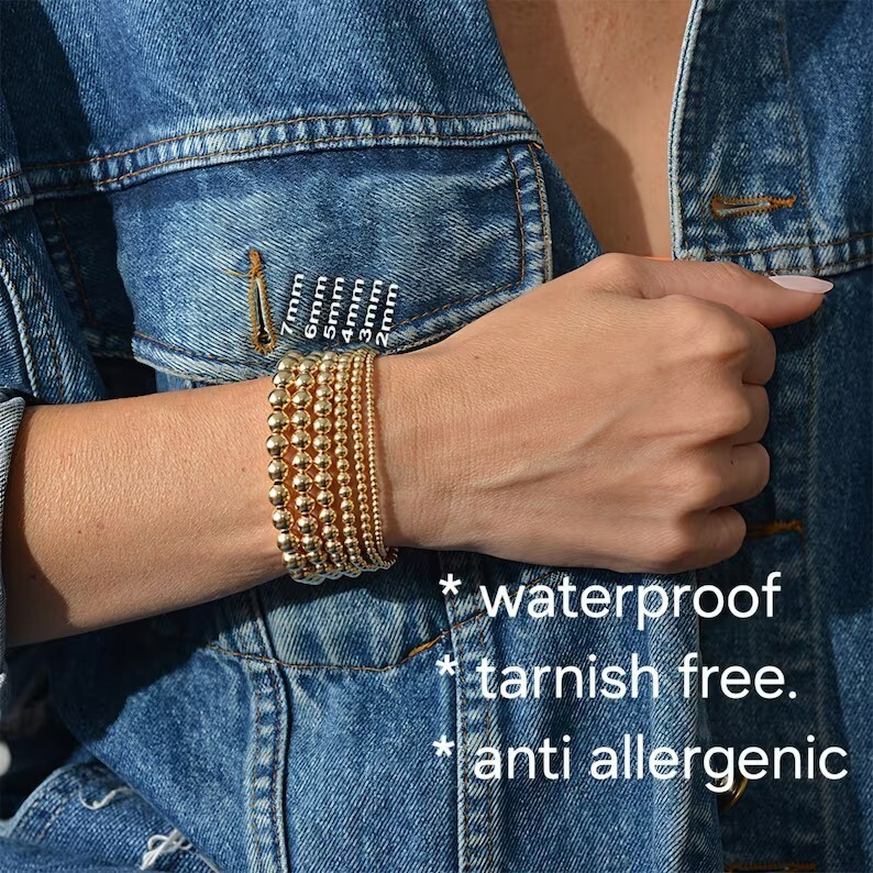 Gold Filled Small Beads Bracelet Layering Minimalist Simple Women Bracelet Gifts