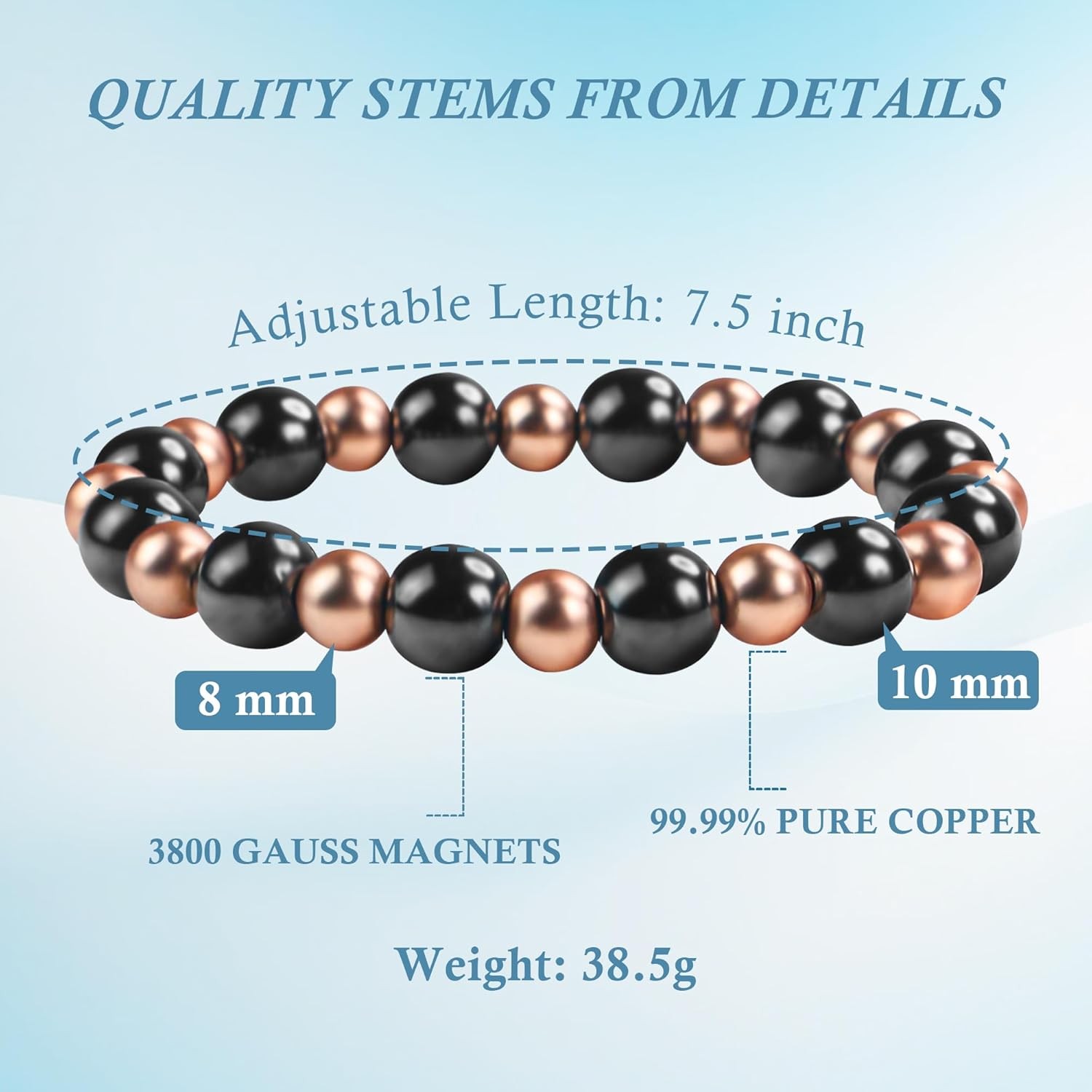 Men Women Bracelet Magnetic Therapy Arthritis Pain Relief Pure Solid Copper Bang