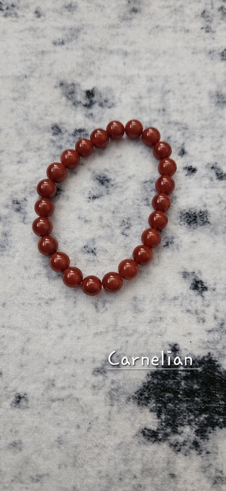 Red Carnelian Round Ball Bead Gemstone Stretch Bracelet, Beaded Style