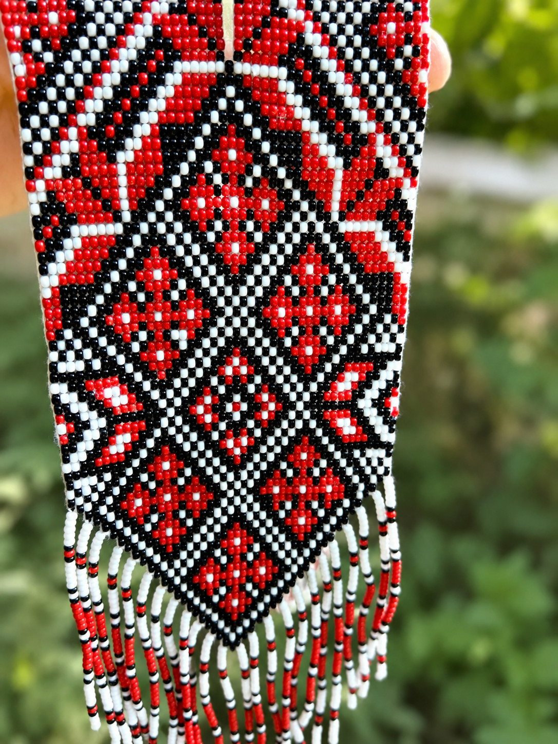 Handmade Ukrainian Gerdan Necklace Preciosa Beaded Folk Jewelry 57cm