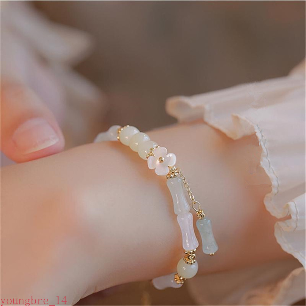 New Chinese Style Jade Adjustable Bracelet Bamboo Shaped Beaded Women Jewelry